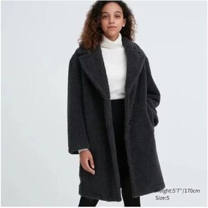 Uniqlo Women's Sherpa Coat Black Sz Sm NWOT